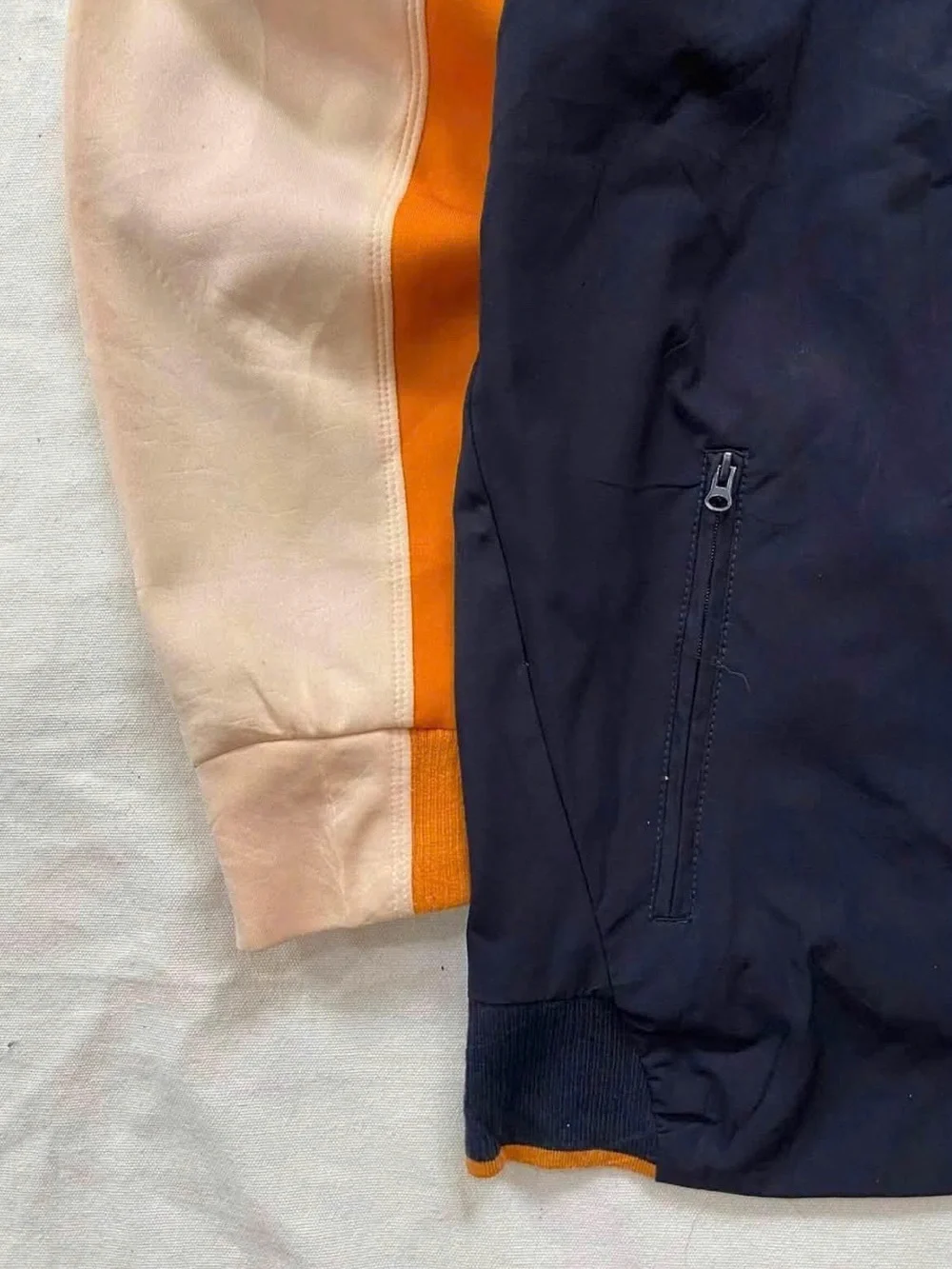adidas Navy, Cream & Orange Varsity-Style Men’s Track Jacket